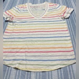💛TODAY***$12***Loft “vintage soft” rainbow striped shirt.